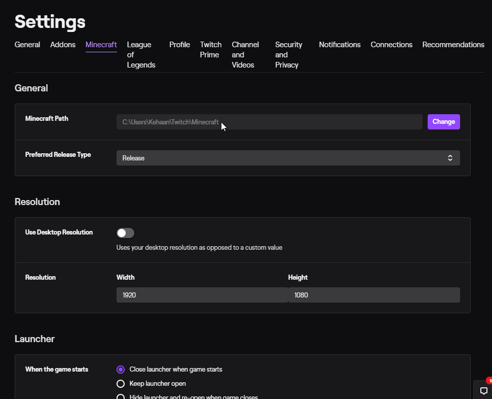 Fix For Twitch Launcher Not Saving Resolution Kehaan S Blog